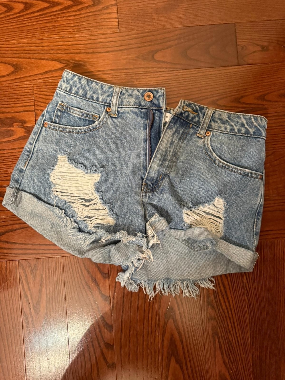 Forever 21 Light Blue Distressed Denim Shorts